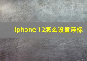 iphone 12怎么设置浮标